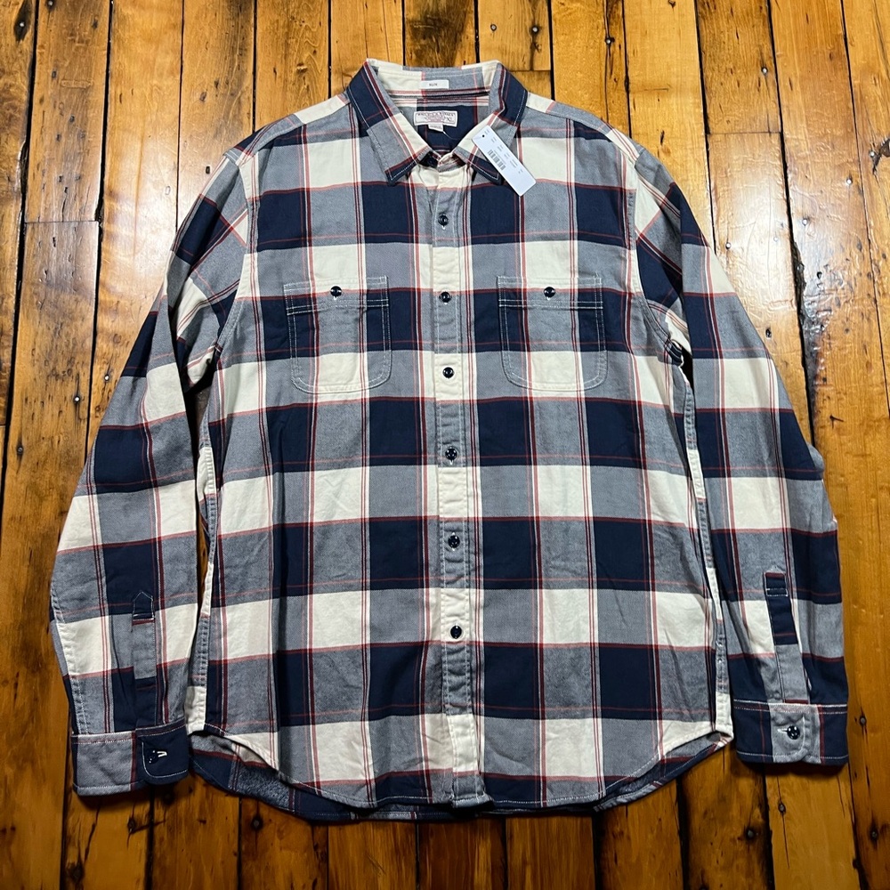 NWT Wallace & Barnes Men XL Slim Fit Plaid Cotton Flannel Outdoor Soft Shirt New